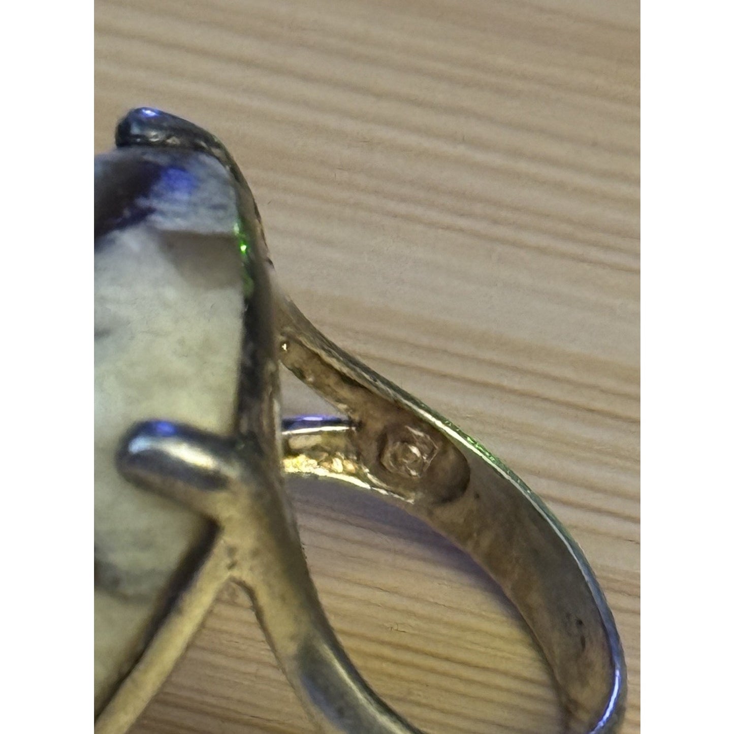 Vintage White Buffalo Stone Sterling Silver Large Statement Ring Size 7.5
