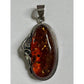 Vintage Baltic Amber Sterling Silver Pendant 17.9g 2” Tall Large Natural Amber