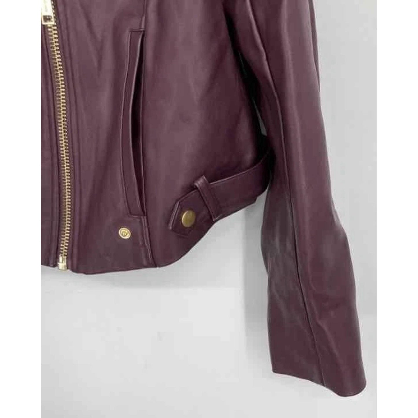 Women’s Michael Kors Burgundy Faux Leather Jacket Motorcycle Jacket Size L