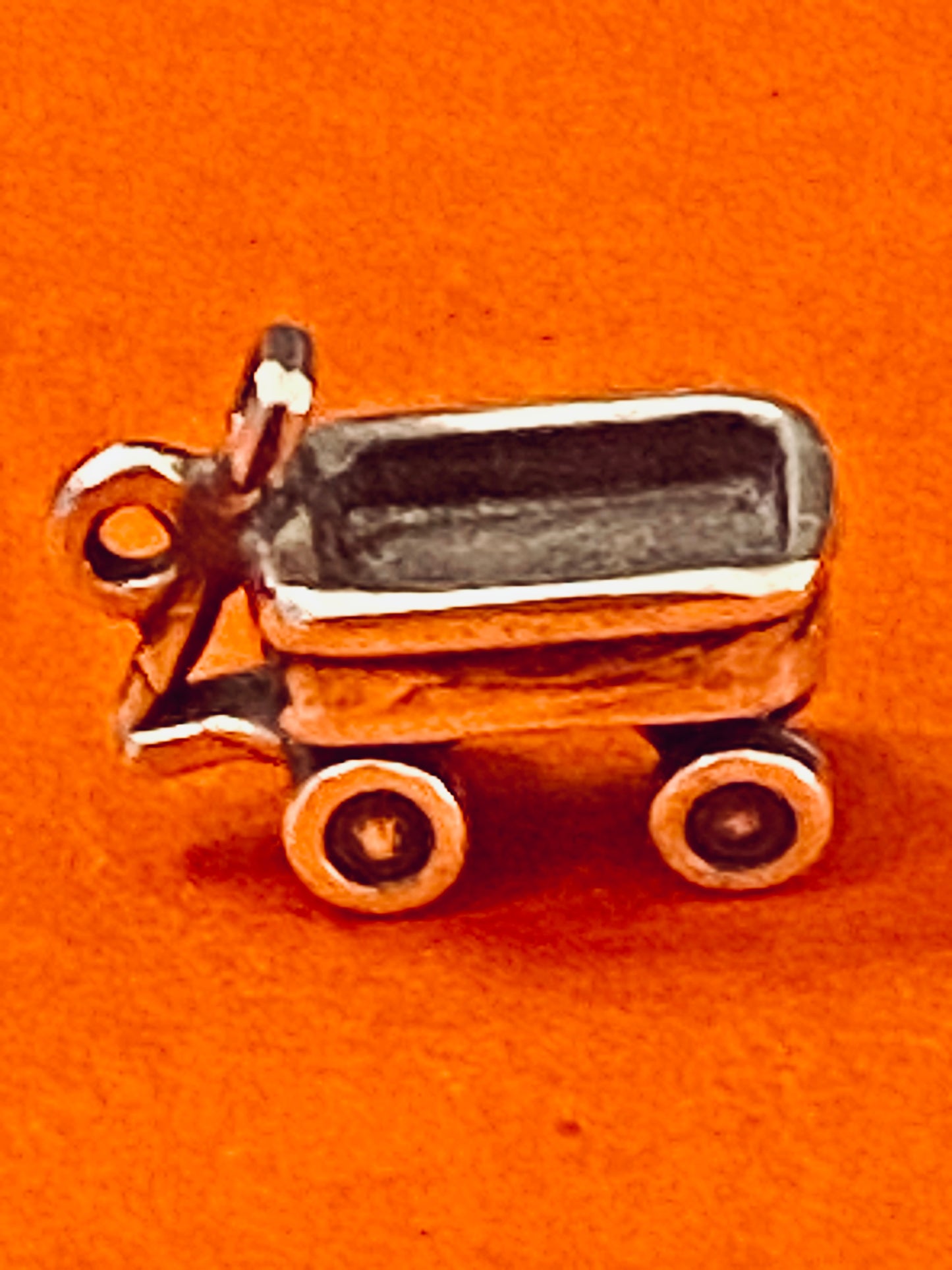 Preowned James Avery Retired Hard to Find Silver Wagon  Radio Flyer Charm