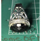 Vintage 925 Sterling Silver Faceted Black Onyx Filigree Statement Ring Size 7