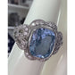 Vintage ESPO 925 Sterling Silver Blue Cushion Gemstone CZ Cocktail Ring Size 7.5