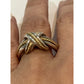 Vintage Tiffany & Co Signature Cross Ring 18k Yellow Gold & Sterling 925 Sz 8.5