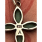 Vintage Native American Southwest Sterling Silver Petite Turquoise Cross Pendant