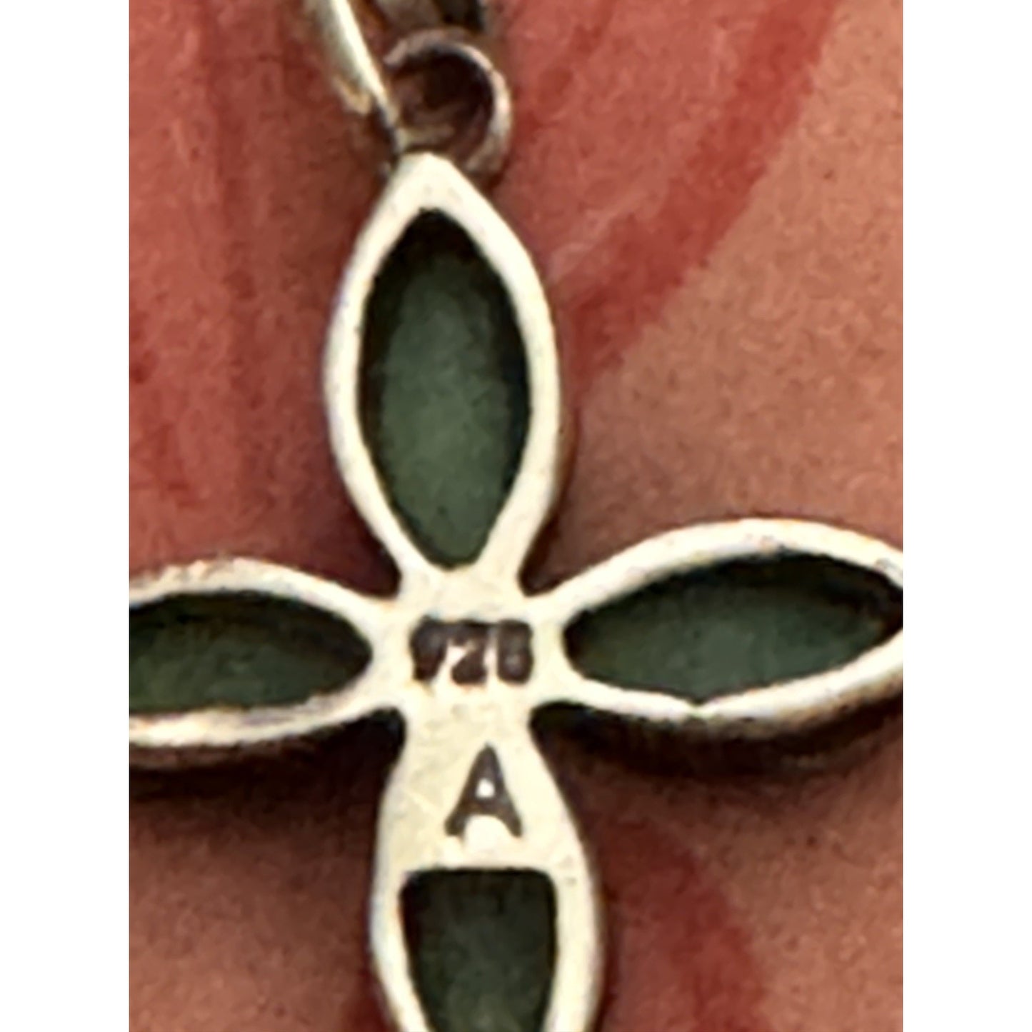 Vintage Native American Southwest Sterling Silver Petite Turquoise Cross Pendant