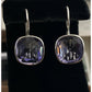 Sterling Silver 925 Amethyst Drop Earrings Faceted Purple 1” Bezel Set 6.4gr