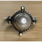 Vintage Sterling Silver Pearl Ring Size 6 Round White Pearl 925 Ring