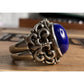 Vintage Lapis Lazuli Sterling Silver Ring Thailand J Filigree Statement Size 7.5