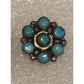 Vintage Zuni Style Turquoise Cluster Stud Earrings Sterling Silver Flower 1/2”