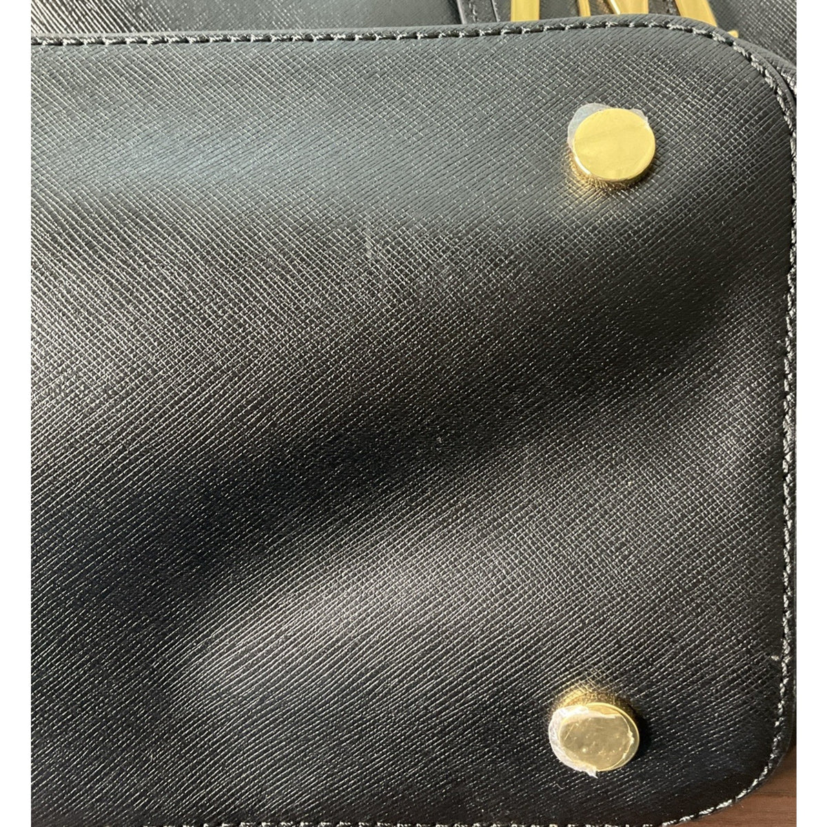 Isaac Mizrahi Saffiano Black Leather Monogram Large Tote Bag Purse With IM Tag