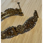 Vintage Etruscan Revival Filigree Rhinestone Amber Glass Bracelet