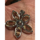 Vintage Sterling Silver Citrine Flower Pendant White Topaz Gem 925 11g