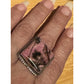Estate Vintage Sterling Silver Rhodonite Artisan Geometric Statement Ring Size 9
