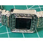 Black Stone Hinged Bangle Bracelet Silver And Gold Tone Designer Style