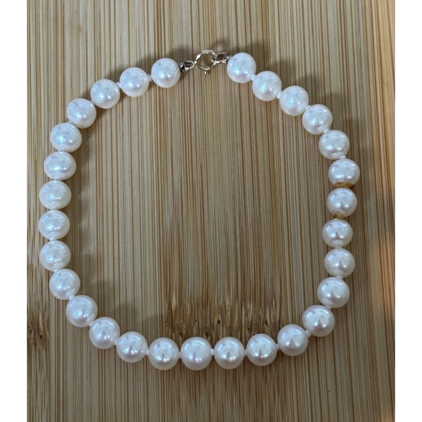 Vintage 14k / 585 Gold Clasp 8-9 mm Real Pearl Bracelet Size 7 3/4