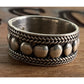 Vintage Wide Sterling Silver Dotted Textured Boho Tribal Band Ring Size 7