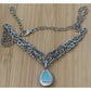 New Carolyn Pollack Sterling Silver Turquoise Doublet Scroll Rope Bar Necklace