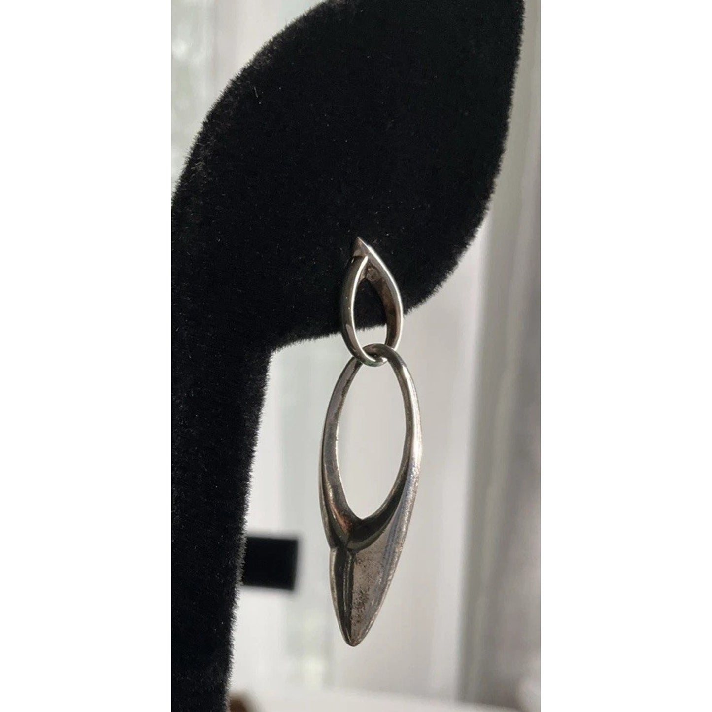 Sterling Silver Modern Teardrop Dangle Earrings Minimalist 925