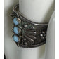 Vintage Tribal Sterling Silver 3 Stone Turquoise Saddle Ring Afghan Kuchi Sz 8