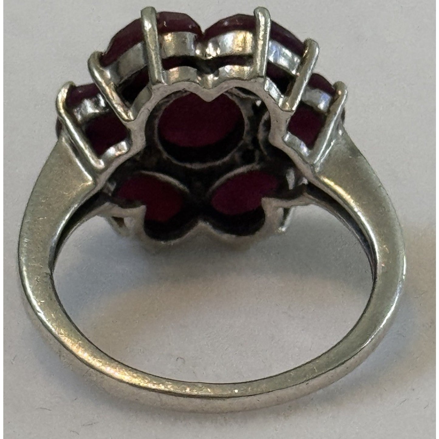 Vintage Ruby Flower Cluster Ring Estate Cocktail Ring Size 7 July Gemstone