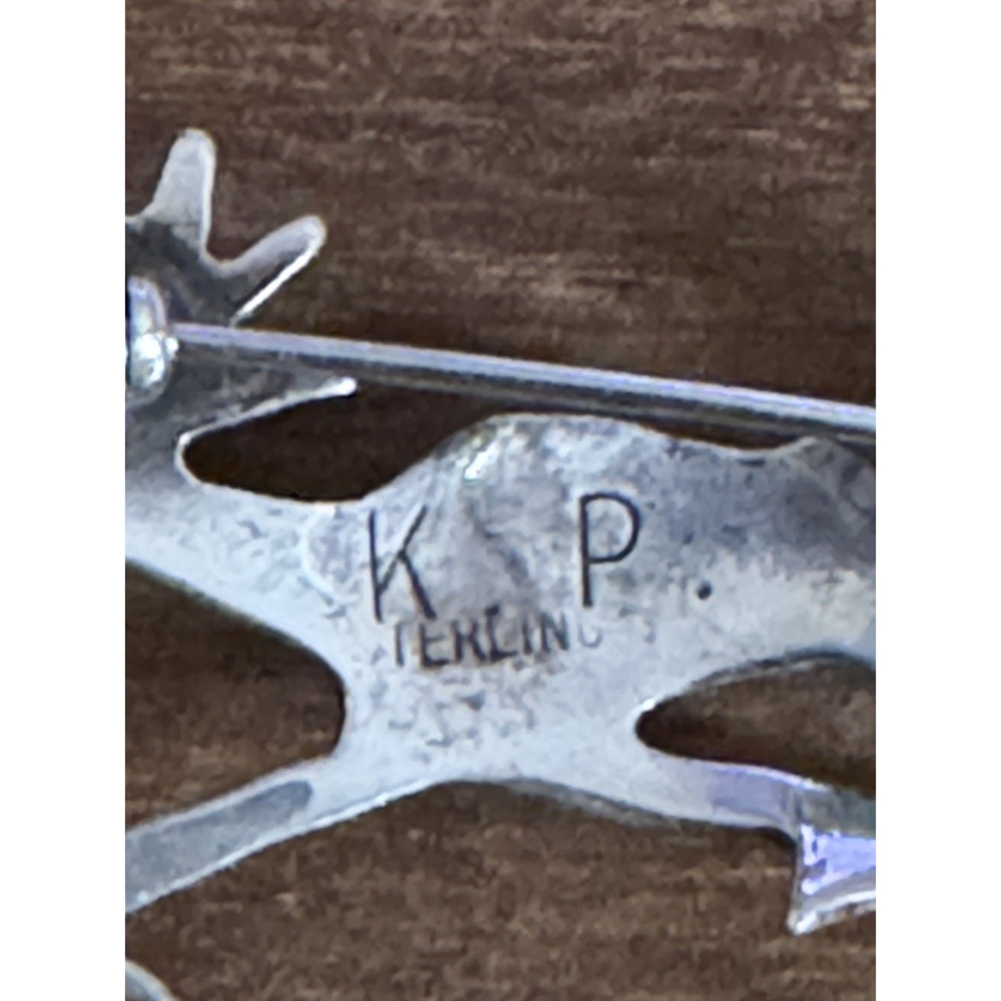 Vintage Navajo Sterling Turquoise Roadrunner Pin Brooch Signed K.P. 2.3g