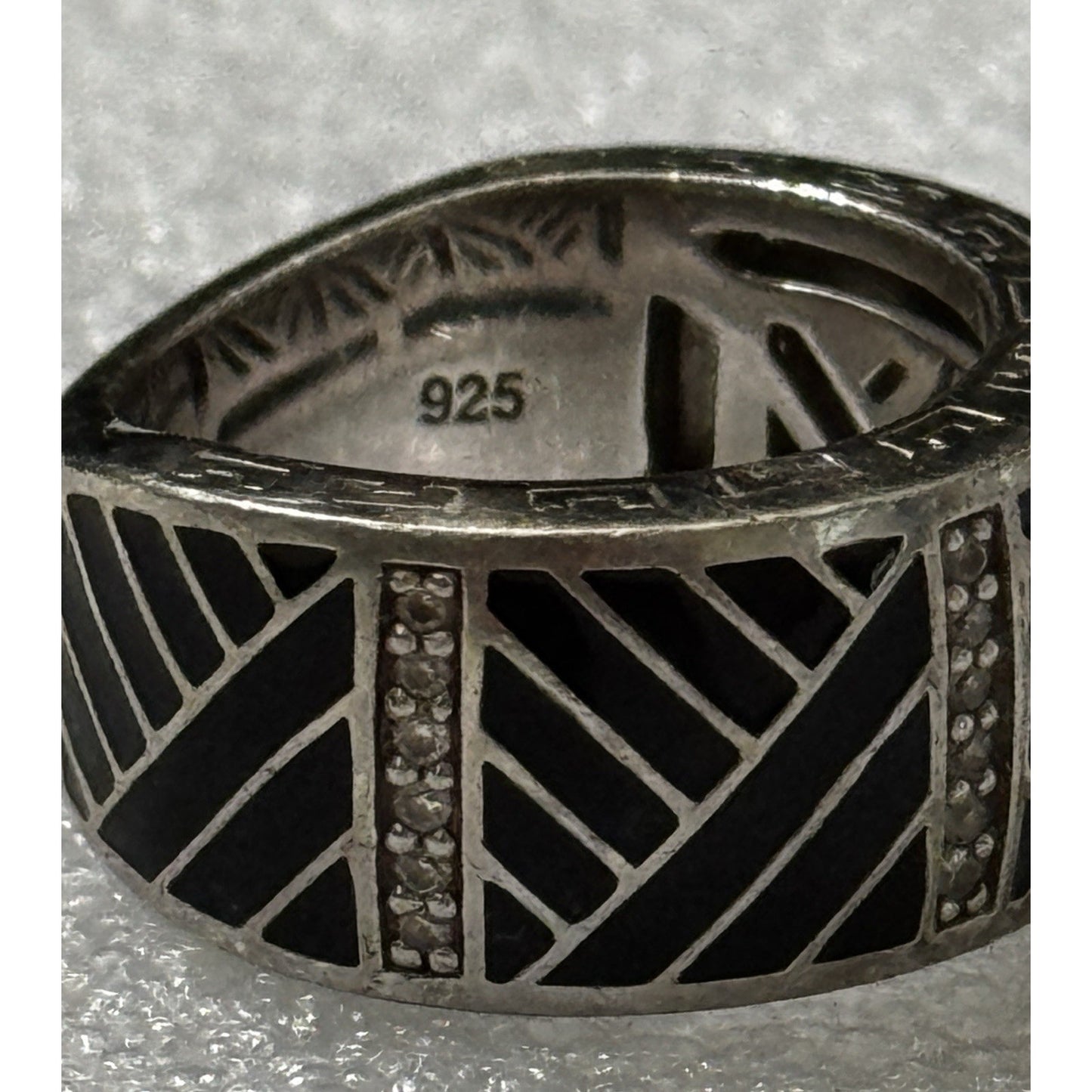 Belle Étoile Laguna Ring Sterling Silver Black Enamel Size 6.5 SOLD OUT