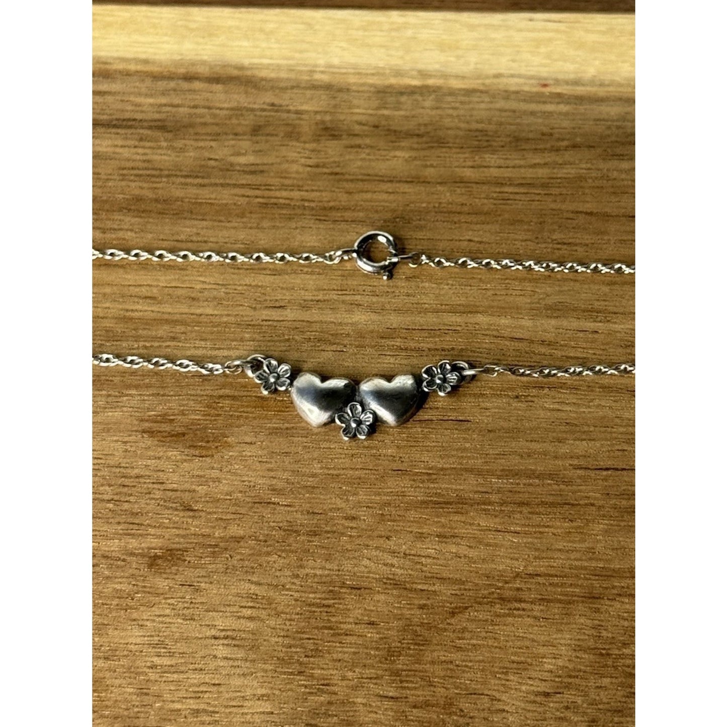 James Avery Retired Sterling Silver Flower Heart Necklace 15”