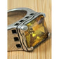 Vintage EX EX Sterling Silver 4-5 Carat Citrine Emerald Cut 925 Ring Size 8, 15g