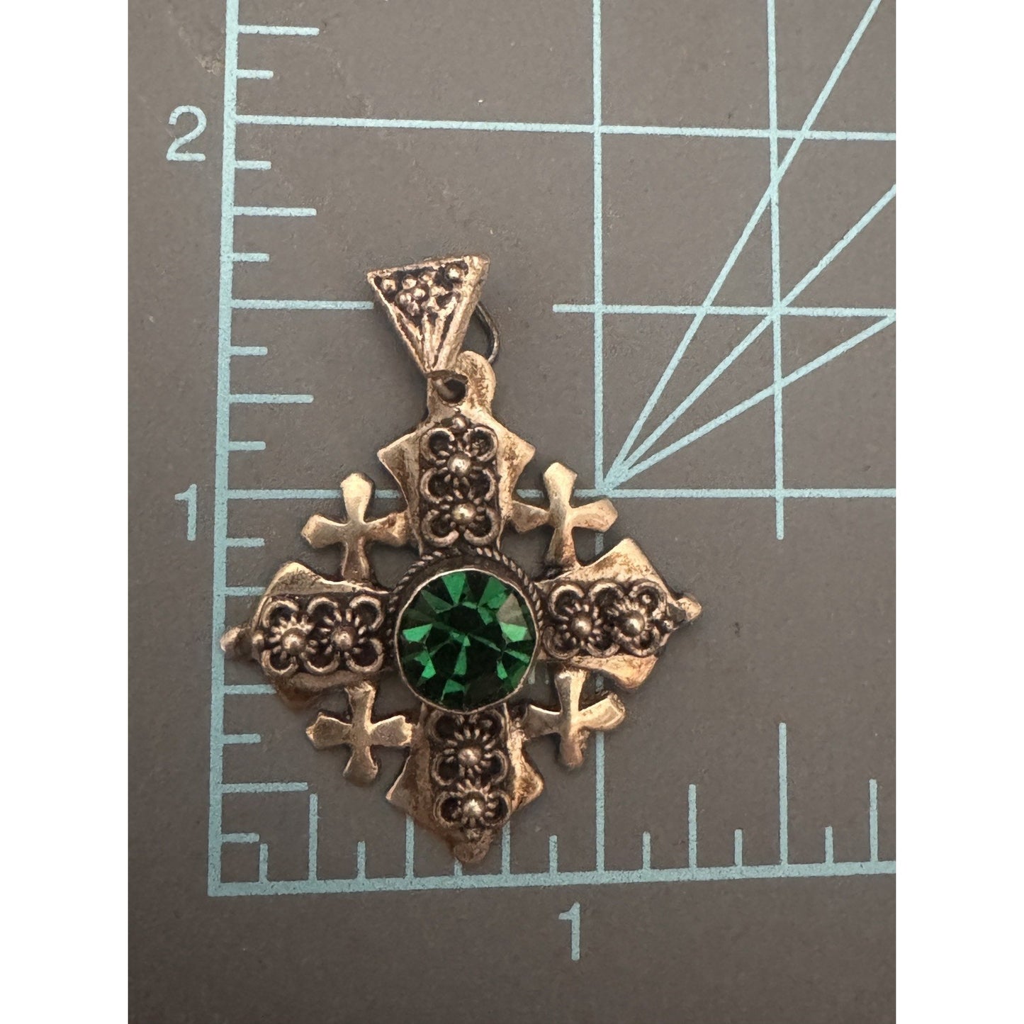 Vintage 935 Sterling Silver Jerusalem Crusaders Israeli Holy Land Cross Pendant
