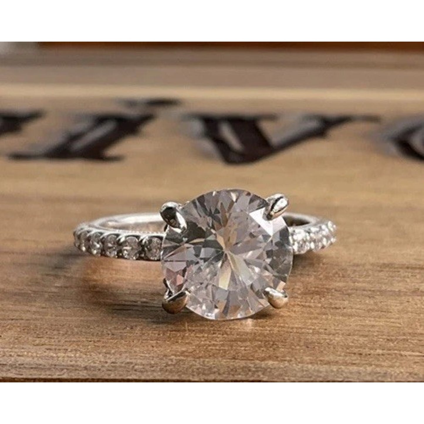 Carizza Sterling Silver Solitaire Bridal Ring Size 6.75 Large Round Engagement