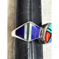 V Benally Navajo Sterling Silver Inlay Ring Turquoise Lapis Spiny Oyster Sz 7.25
