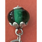 James Avery Retired Silver Four Leaf Clover Lucky Finial on Green Glass Art Bead Pre-Owned