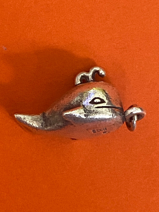 Preowned James Avery Retired Rare Silver 3D Whale Charm