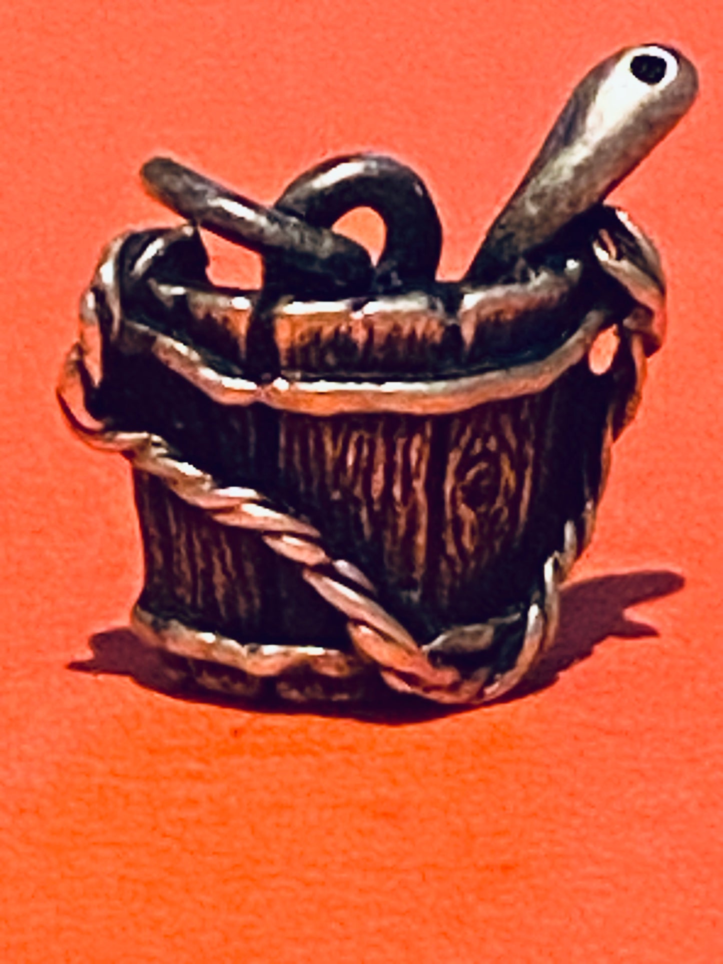 Preowned James Avery Retired Rare Silver Water or Ice Cream Roped Bucket Charm