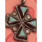 Vintage Sterling Silver Turquoise Cross Pendant Naive American Southwest Design