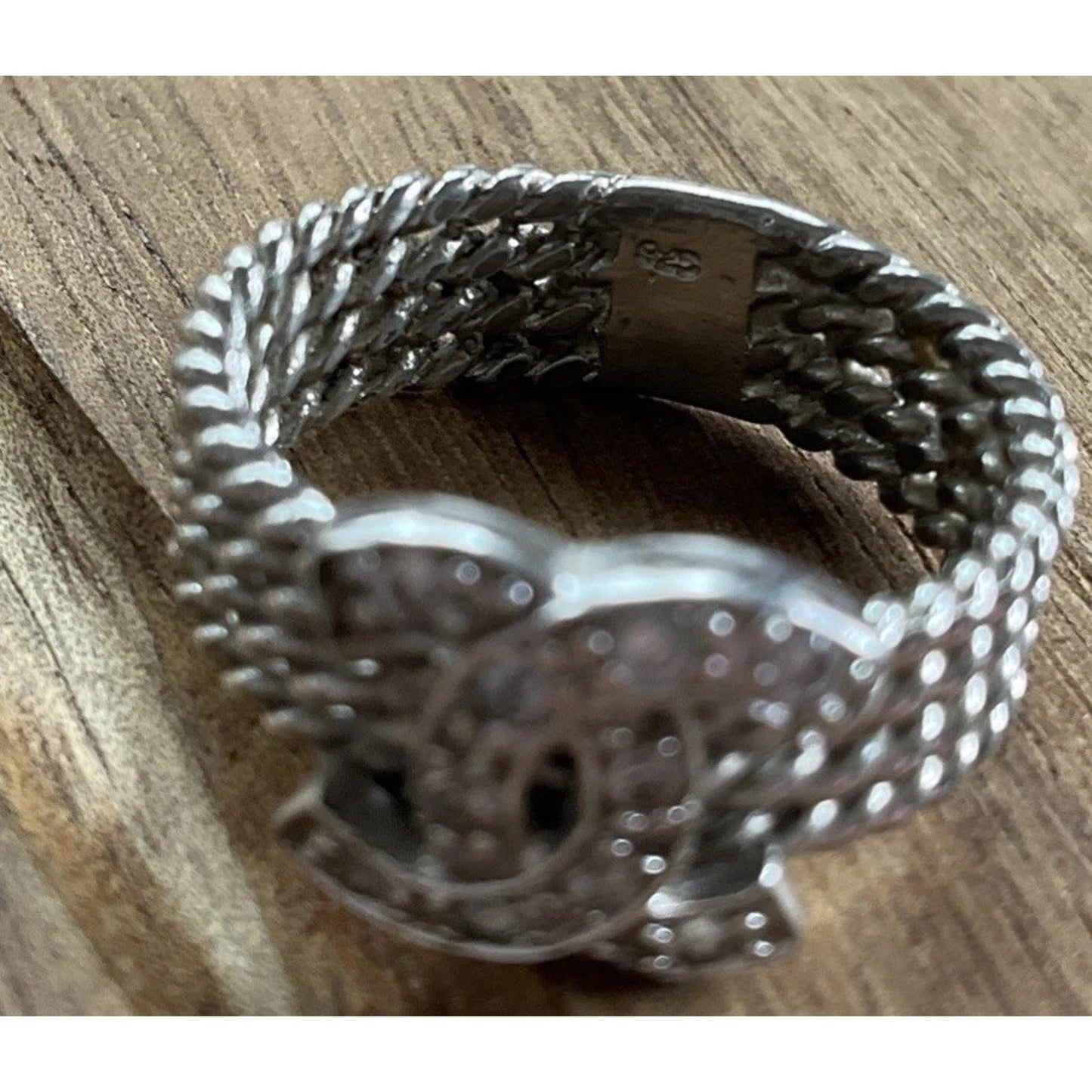 Sterling Silver CC Ring 925 CZ Pave Interlocking Ring Size 6