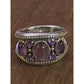 Vintage 925 Sterling Silver Amethyst Multi Stone Cabochon Ring Size 8 8.5 gr