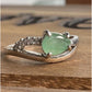 925 Sterling Silver Green Stone Ring Size 8 Oval Cabochon CZ Accent Ring