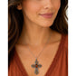 Vintage Amber & Citrine Sterling Silver Two Tone Cross And 925 Necklace 20”