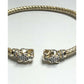 Vintage Milor Italy 925 Gold Vermeil Double Panther Head Braided Cuff Bracelet