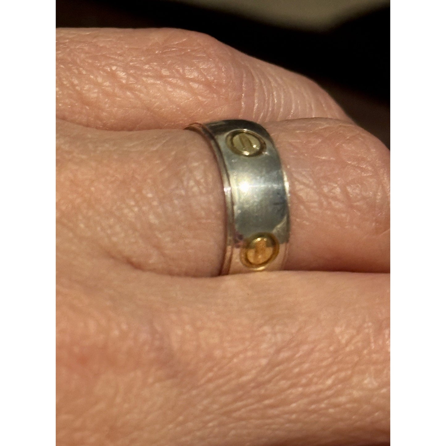 Vintage Italy 925 Sterling Silver Gold Tone Screw Band Ring Size 5