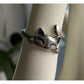 Vintage Sterling Silver Cat Ring 925 Sleeping Kitty Ring Size 4.5 Animal Jewelry