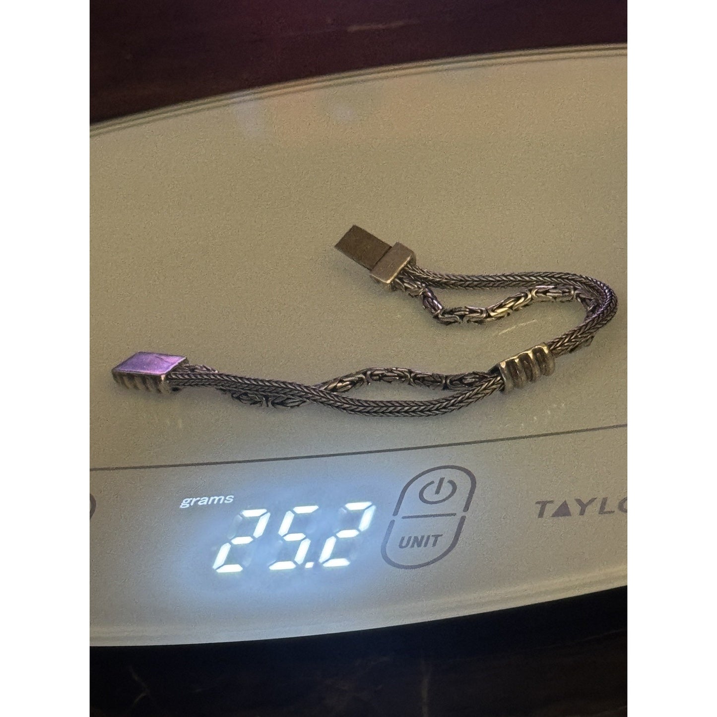 Vintage Bali Sterling Silver 925 Handwoven Double Chain Bracelet 25.2g, 7.75 gr