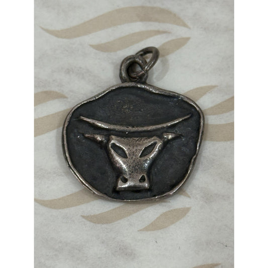 Pre Owned James Avery Rare & Retired Sterling Silver Abstract Zodiac Taurus Bull Pendant or Charm