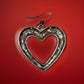 Vintage Sterling Silver Heart Dangle Earrings – Ornate Scroll Design ~1.5” , 11g