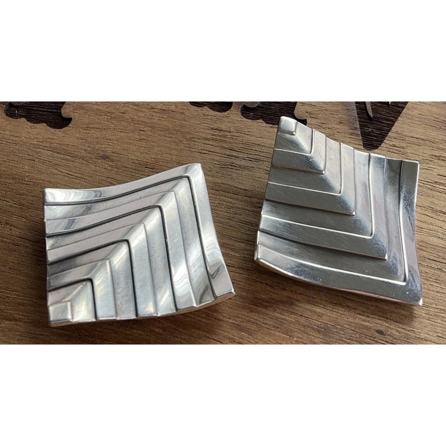 Retired James Avery Vintage Chevron Sterling Silver 90s Geometric Earrings 21g