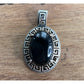 Sterling Silver Black Onyx Pendant 925 Greek Key Oval Cabochon Vintage Style