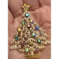 Vintage WEISS Aurora Borealis Christmas Tree Brooch "White Christmas" Brooch