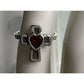 Retired James Avery Religious Garnet Heart Cross Sterling Silver Ring Size 5.5
