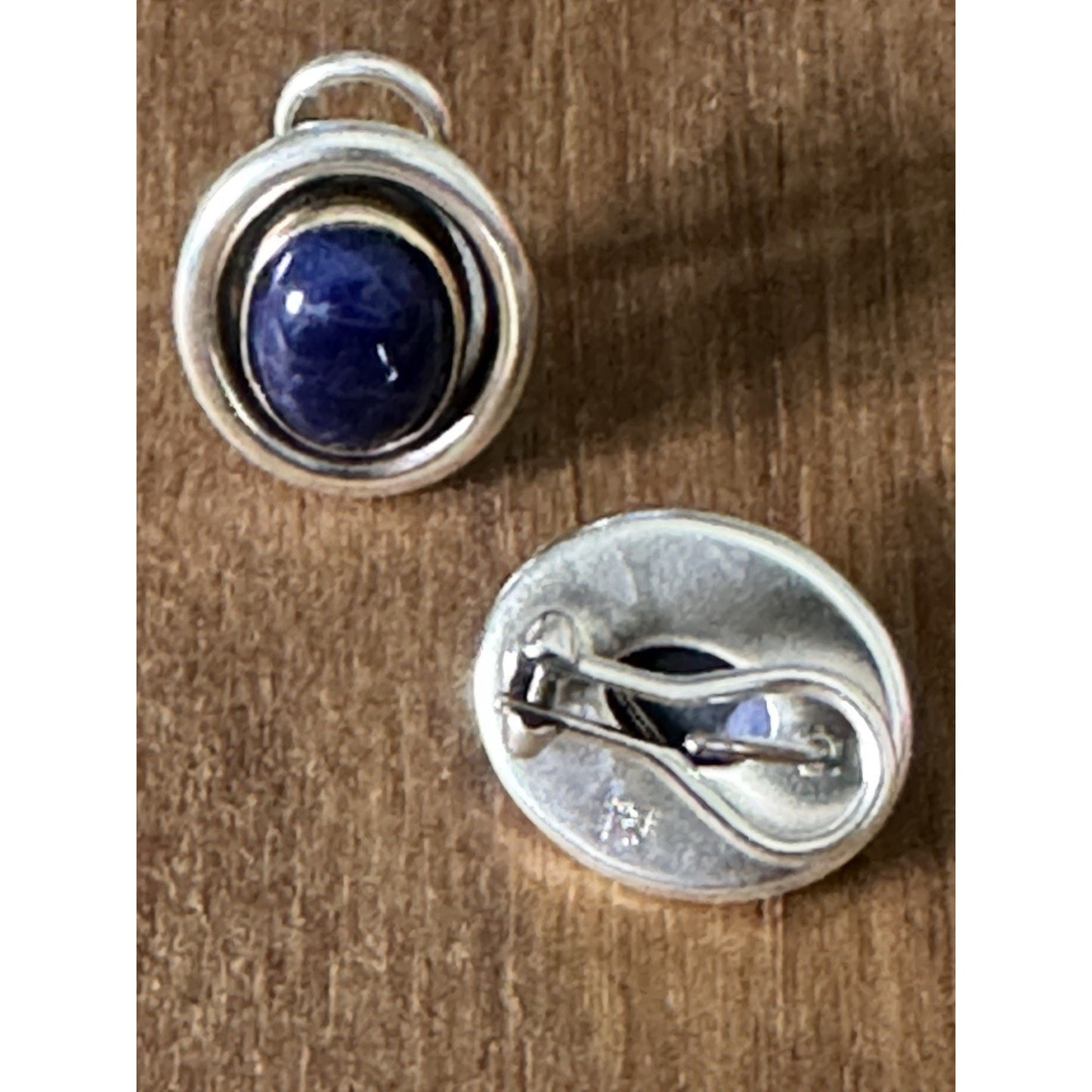 Pre Owned James Avery Retired RARE Sterling Silver And 14k Gold Oval Sodalite Earrings